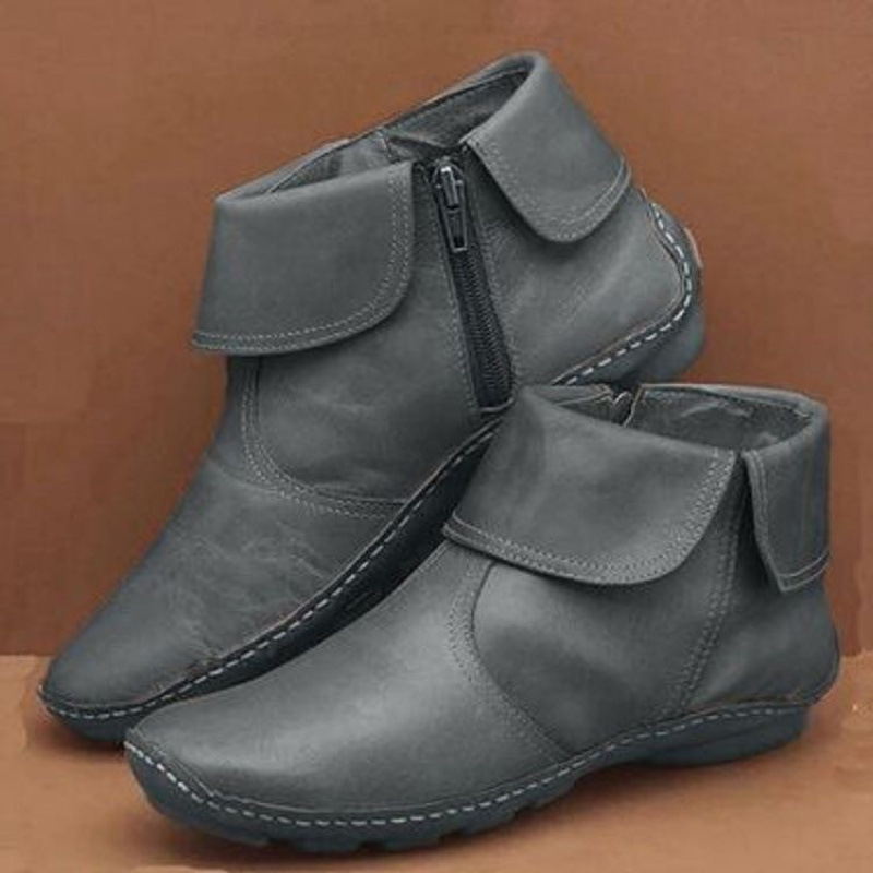 Damen Kurzschaftstiefel aus Veloursleder mit seitlichem Reißverschluss 2