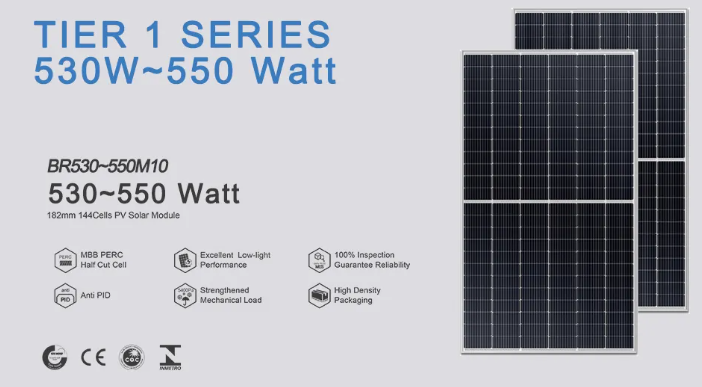 BR530–550M10 monokristallines Halbzellen-Solarmodul